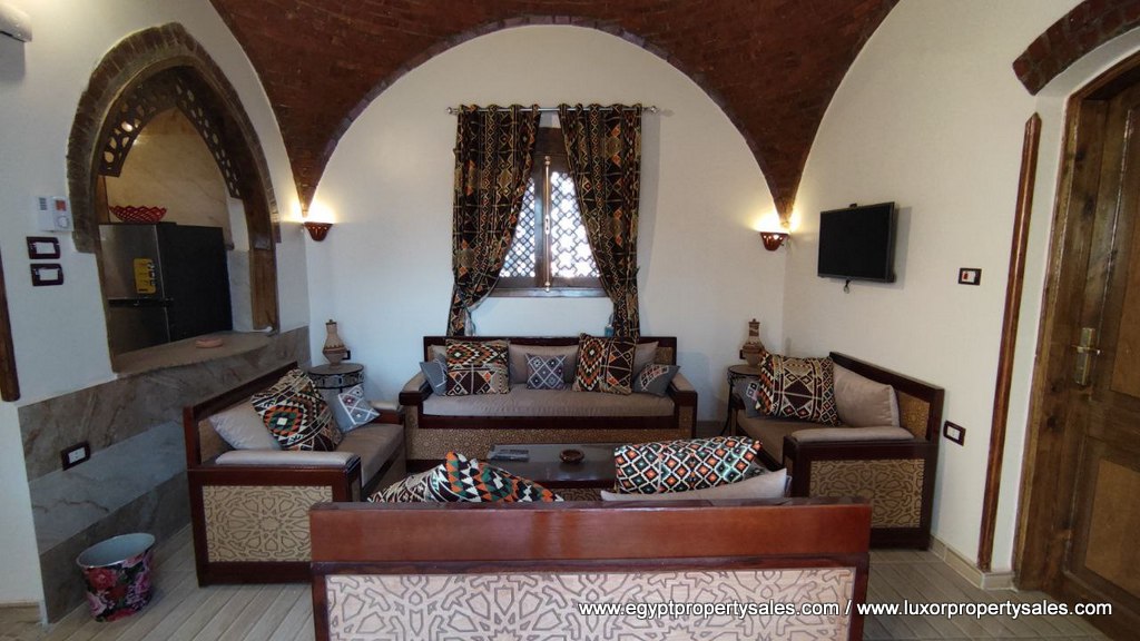 WB2144S/R Nubian design house for sale in Luxor each floor has one bedroom apartment for rent located in West Bank of Luxor Ramla